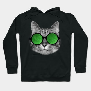 Green glasses cat Hoodie